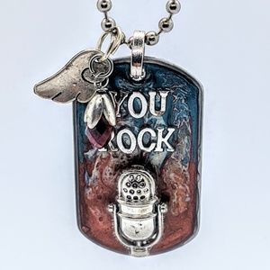 You Rock Music Dog Tag Necklace